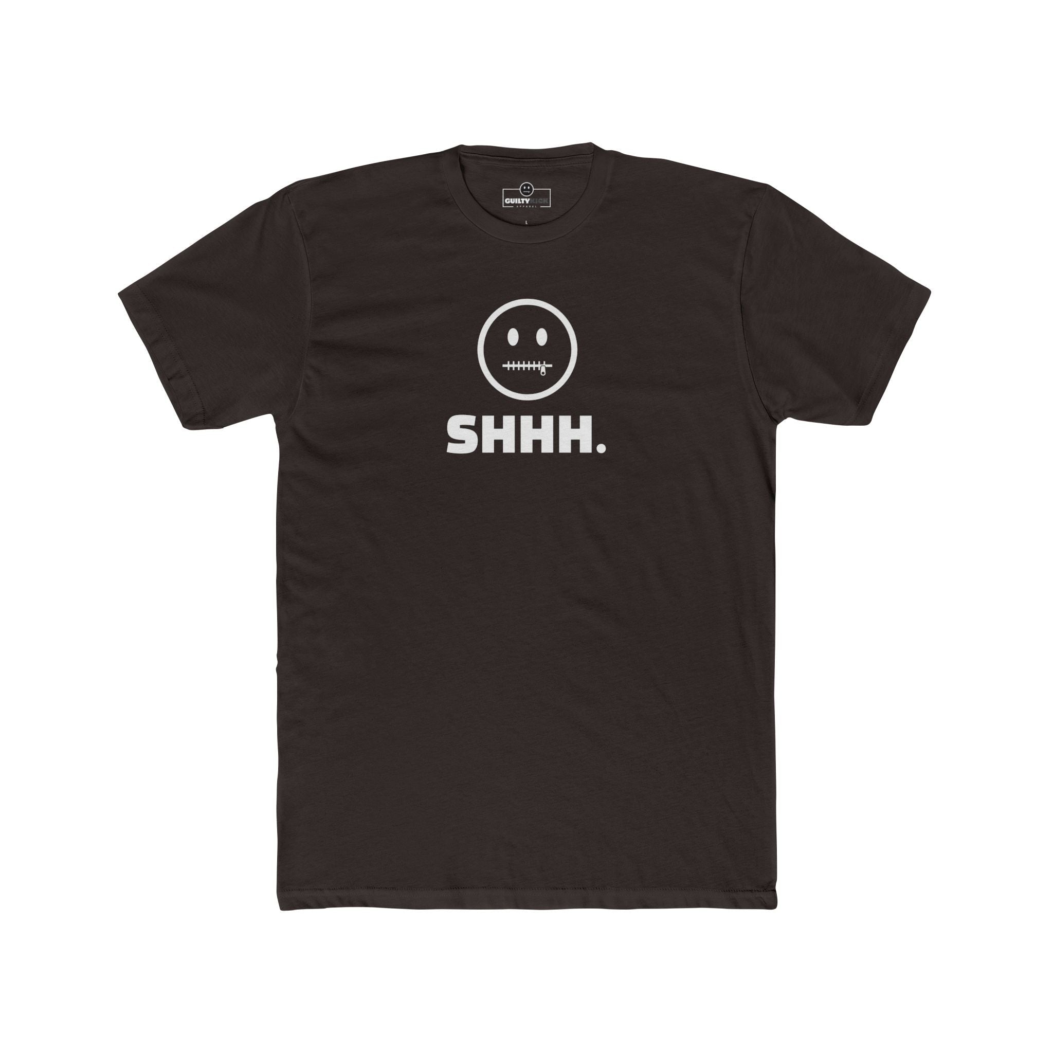 Shhh. Zipper Mouth Smiley Face T-Shirt Funny Anti - Social Graphic Tee Guilty Kick Branded - Guilty Kick Apparel