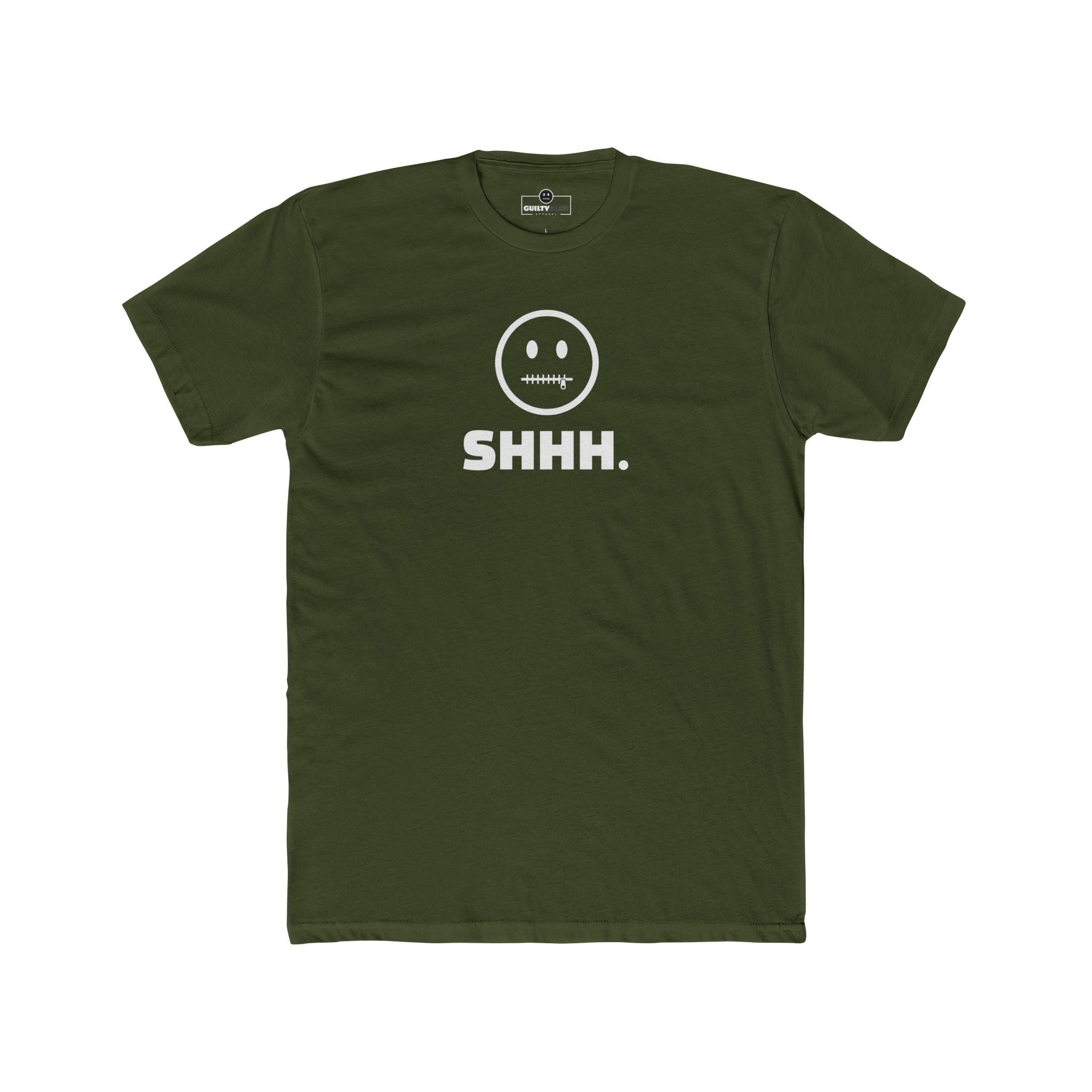 Shhh. Zipper Mouth Smiley Face T-Shirt Funny Anti - Social Graphic Tee Guilty Kick Branded - Guilty Kick Apparel