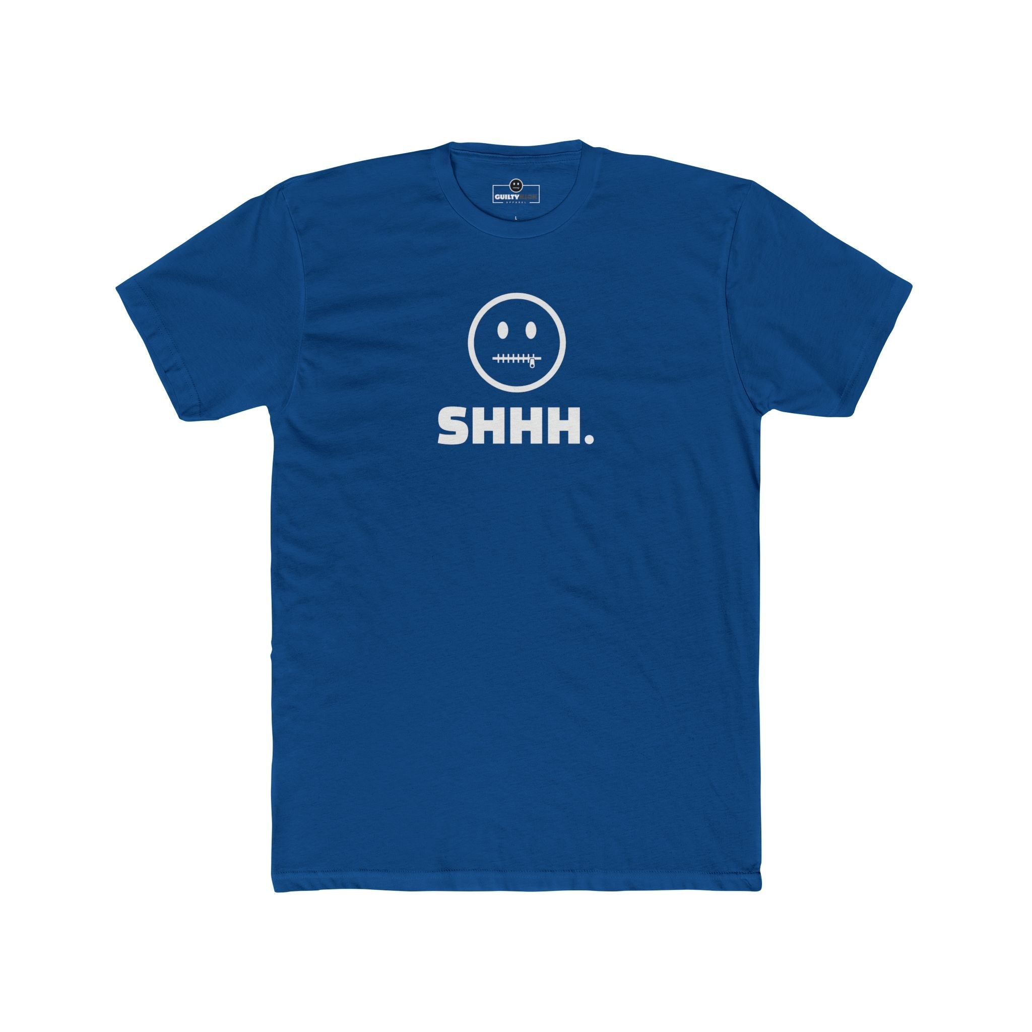 Shhh. Zipper Mouth Smiley Face T-Shirt Funny Anti - Social Graphic Tee Guilty Kick Branded - Guilty Kick Apparel