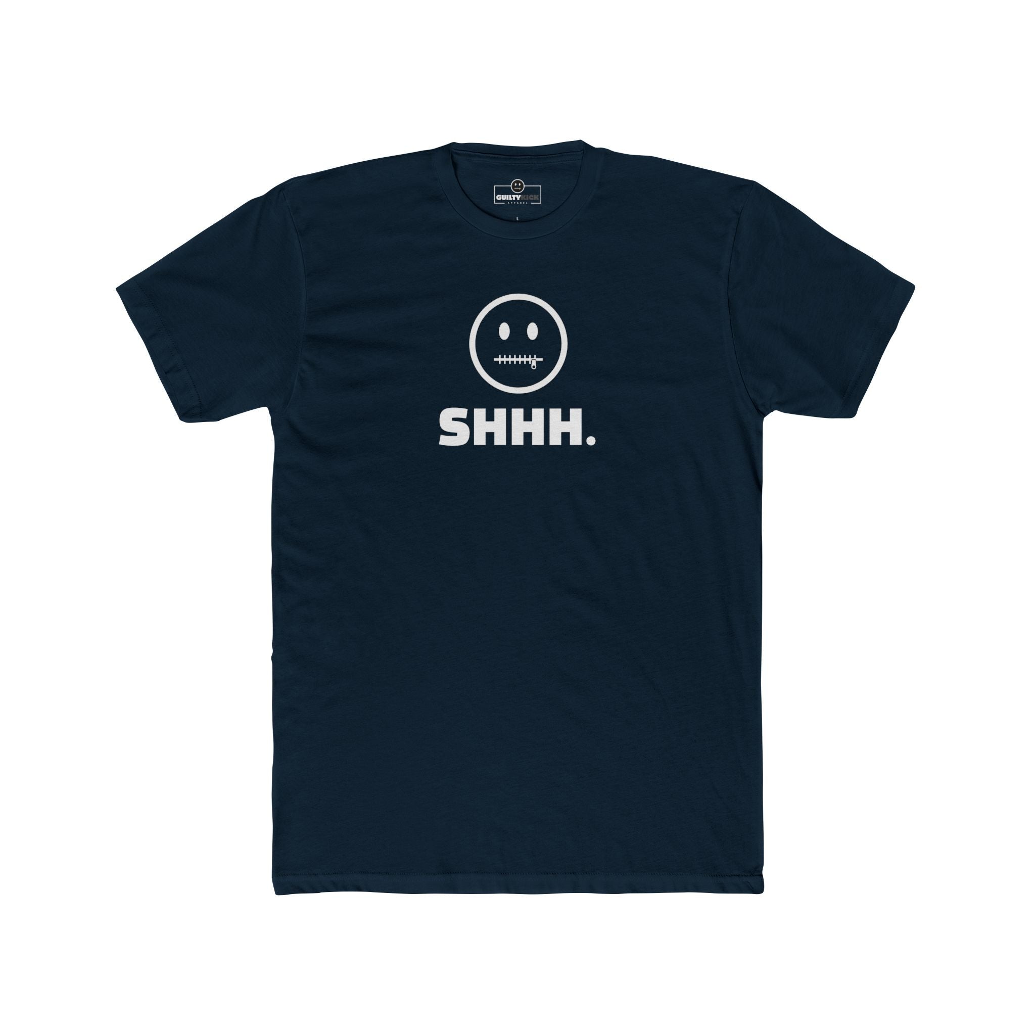 Shhh. Zipper Mouth Smiley Face T-Shirt Funny Anti - Social Graphic Tee Guilty Kick Branded - Guilty Kick Apparel