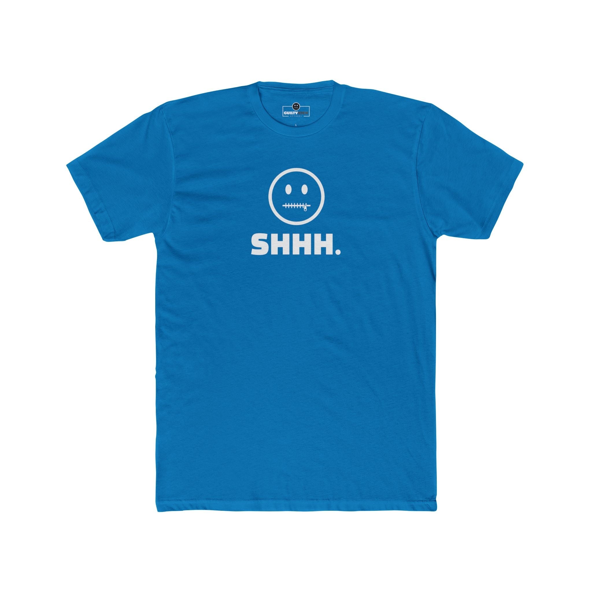 Shhh. Zipper Mouth Smiley Face T-Shirt Funny Anti - Social Graphic Tee Guilty Kick Branded - Guilty Kick Apparel