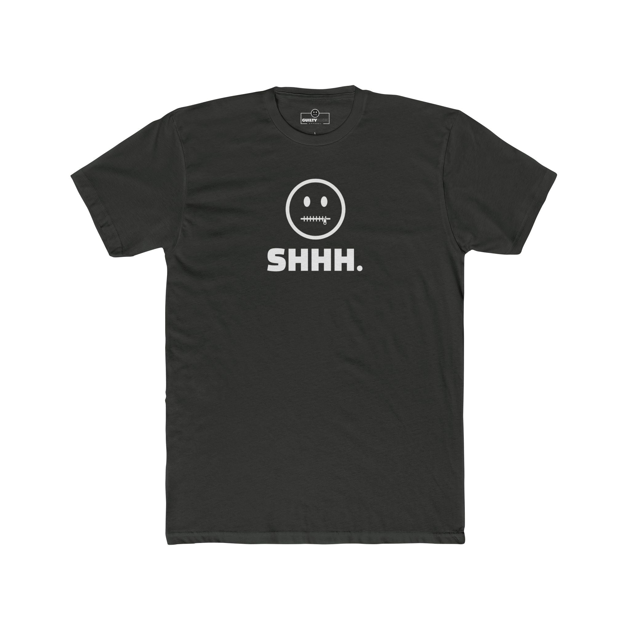 Shhh. Zipper Mouth Smiley Face T-Shirt Funny Anti - Social Graphic Tee Guilty Kick Branded - Guilty Kick Apparel