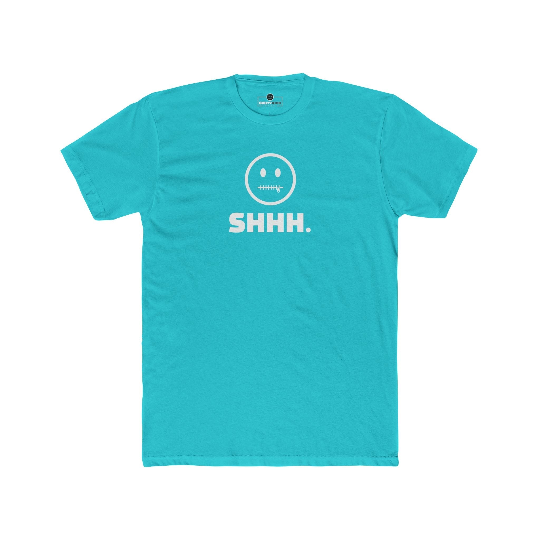 Shhh. Zipper Mouth Smiley Face T-Shirt Funny Anti - Social Graphic Tee Guilty Kick Branded - Guilty Kick Apparel