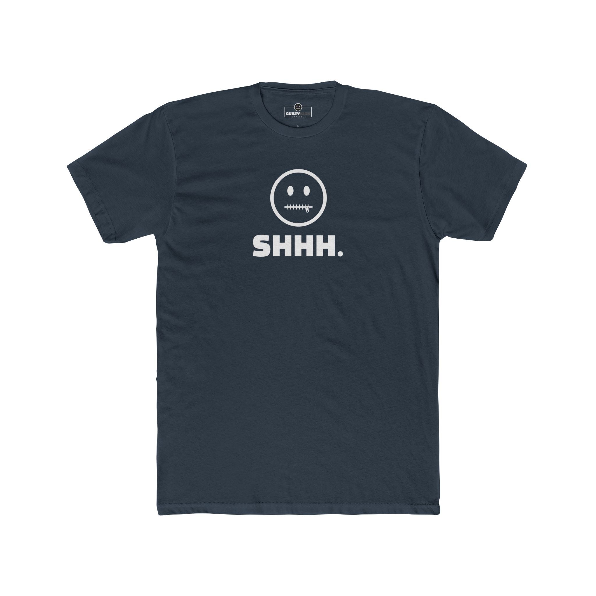Shhh. Zipper Mouth Smiley Face T-Shirt Funny Anti - Social Graphic Tee Guilty Kick Branded - Guilty Kick Apparel