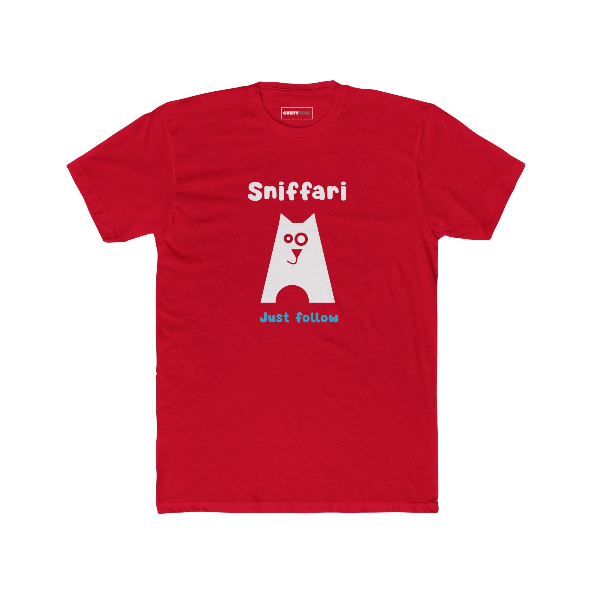 Sniffari Minimalist Dog T-Shirt, Mid - Century Modern Just Follow Geometric Graphic Tee - Guilty Kick Apparel