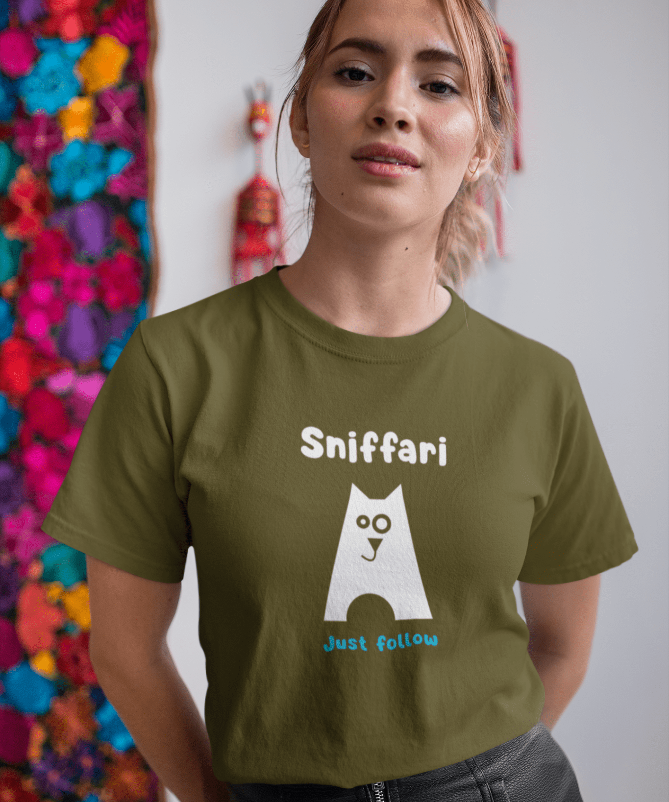 Sniffari Minimalist Dog T-Shirt, Mid - Century Modern Just Follow Geometric Graphic Tee - Guilty Kick Apparel