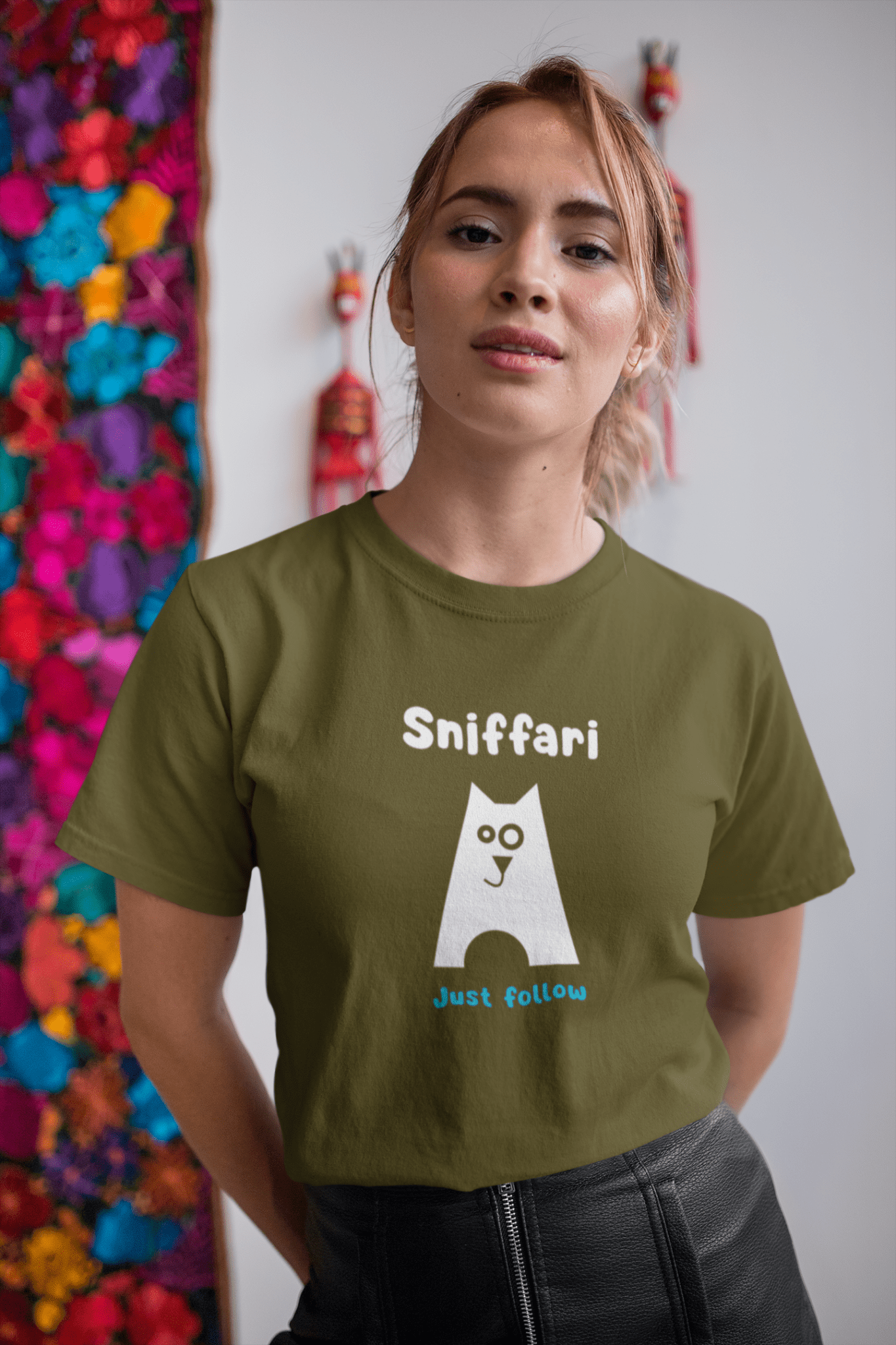 Sniffari Minimalist Dog T-Shirt, Mid - Century Modern Just Follow Geometric Graphic Tee - Guilty Kick Apparel