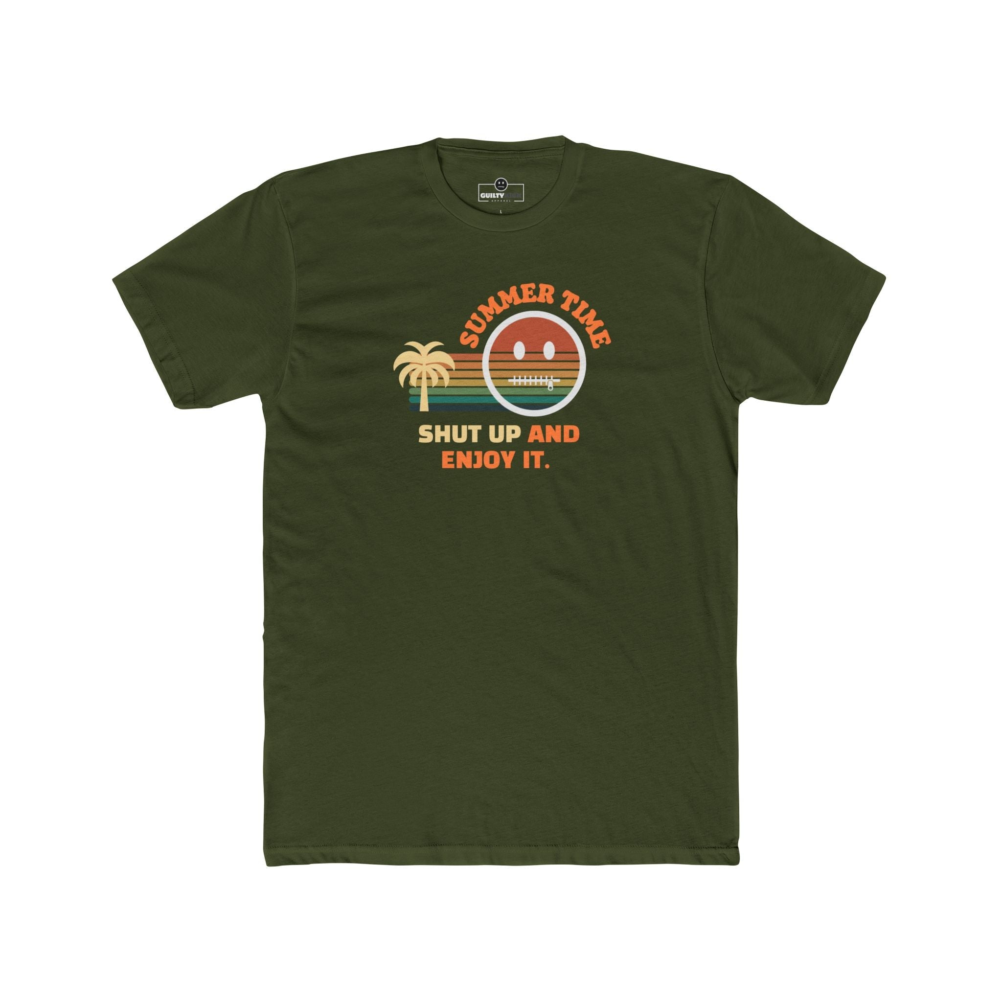 Summer Time Shut Up And Enjoy It T-Shirt Retro 70s Sunset Funny Sarcastic Beach Tee - Guilty Kick Apparel