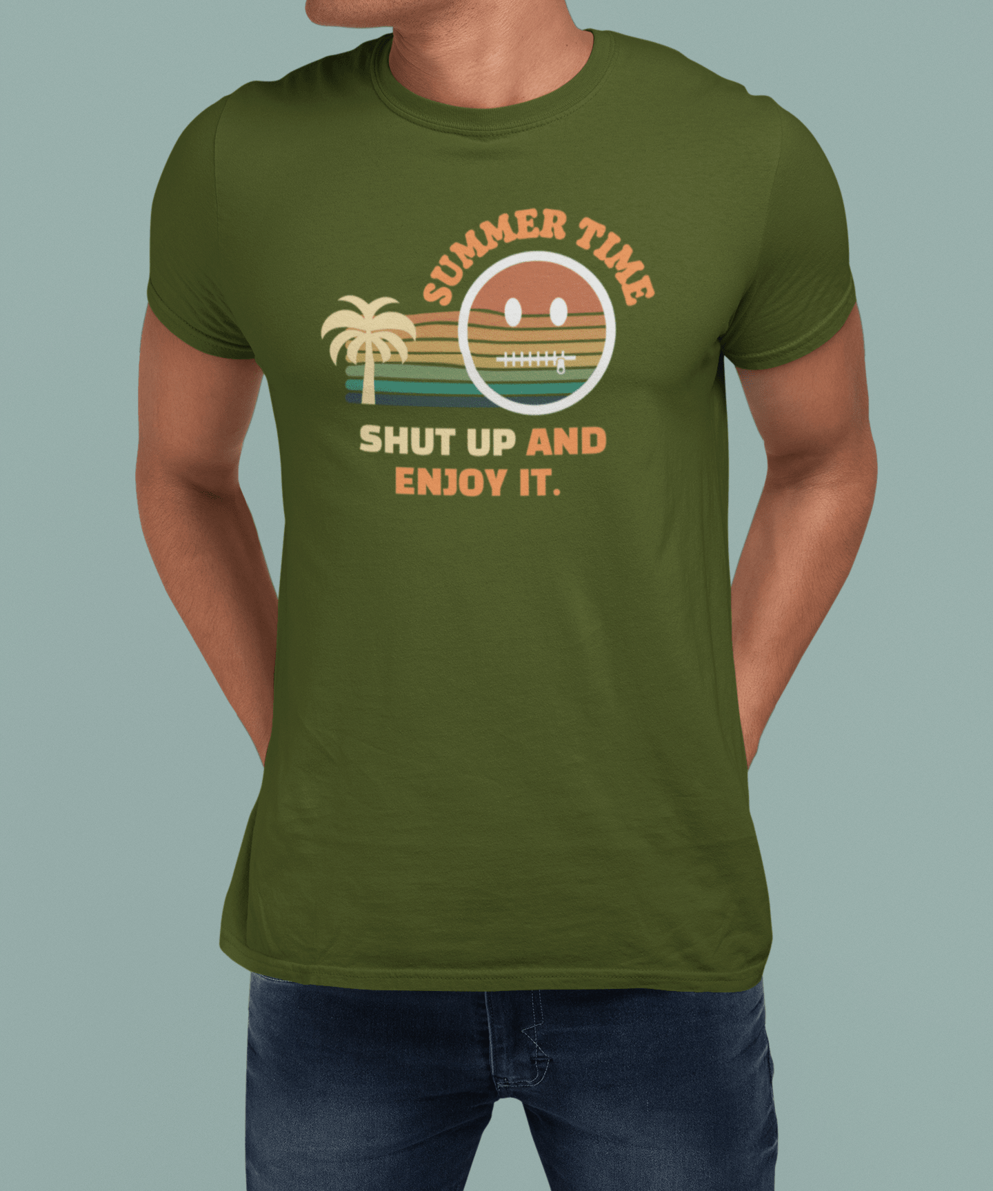 Summer Time Shut Up And Enjoy It T-Shirt Retro 70s Sunset Funny Sarcastic Beach Tee - Guilty Kick Apparel