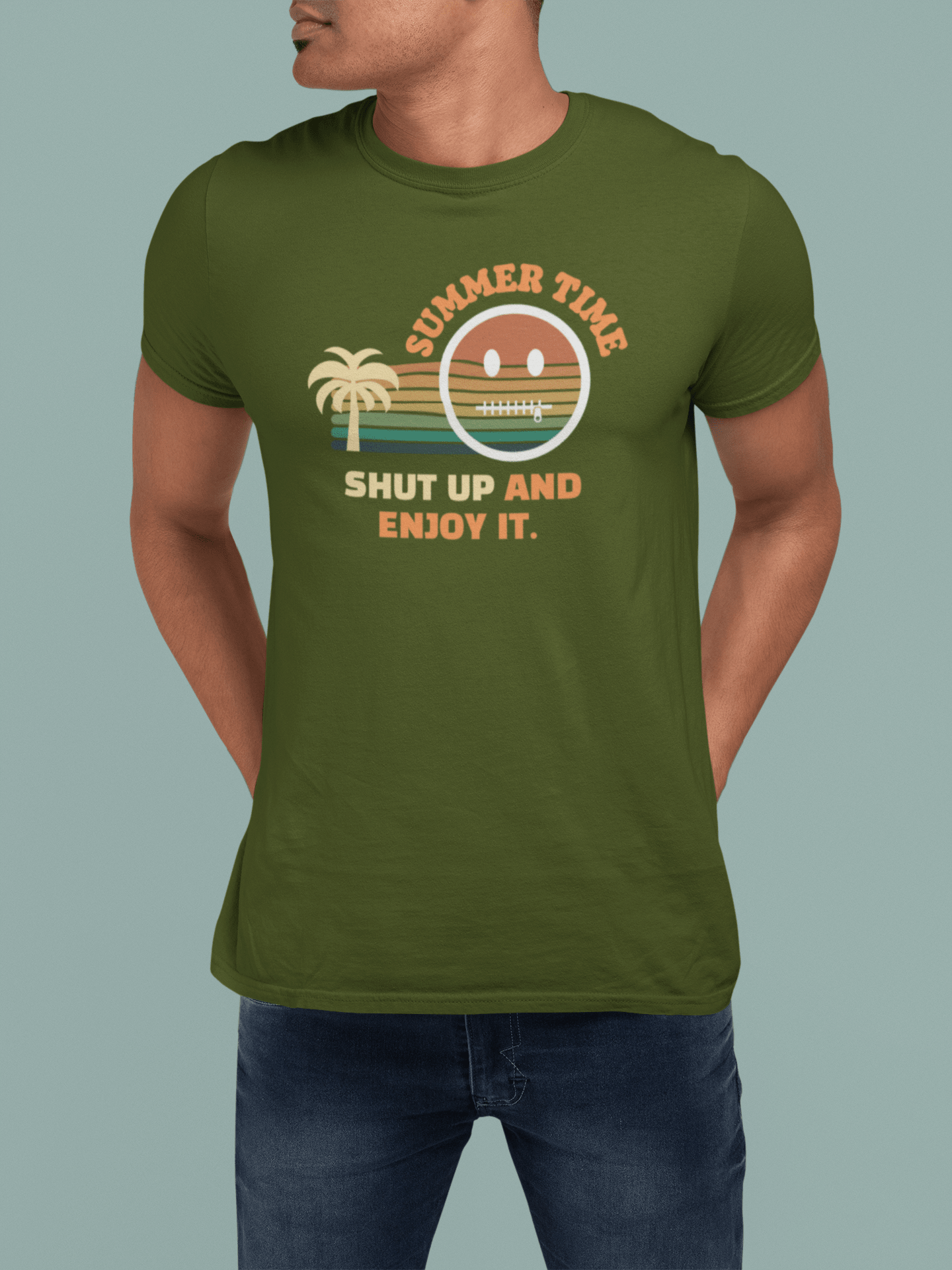 Summer Time Shut Up And Enjoy It T-Shirt Retro 70s Sunset Funny Sarcastic Beach Tee - Guilty Kick Apparel