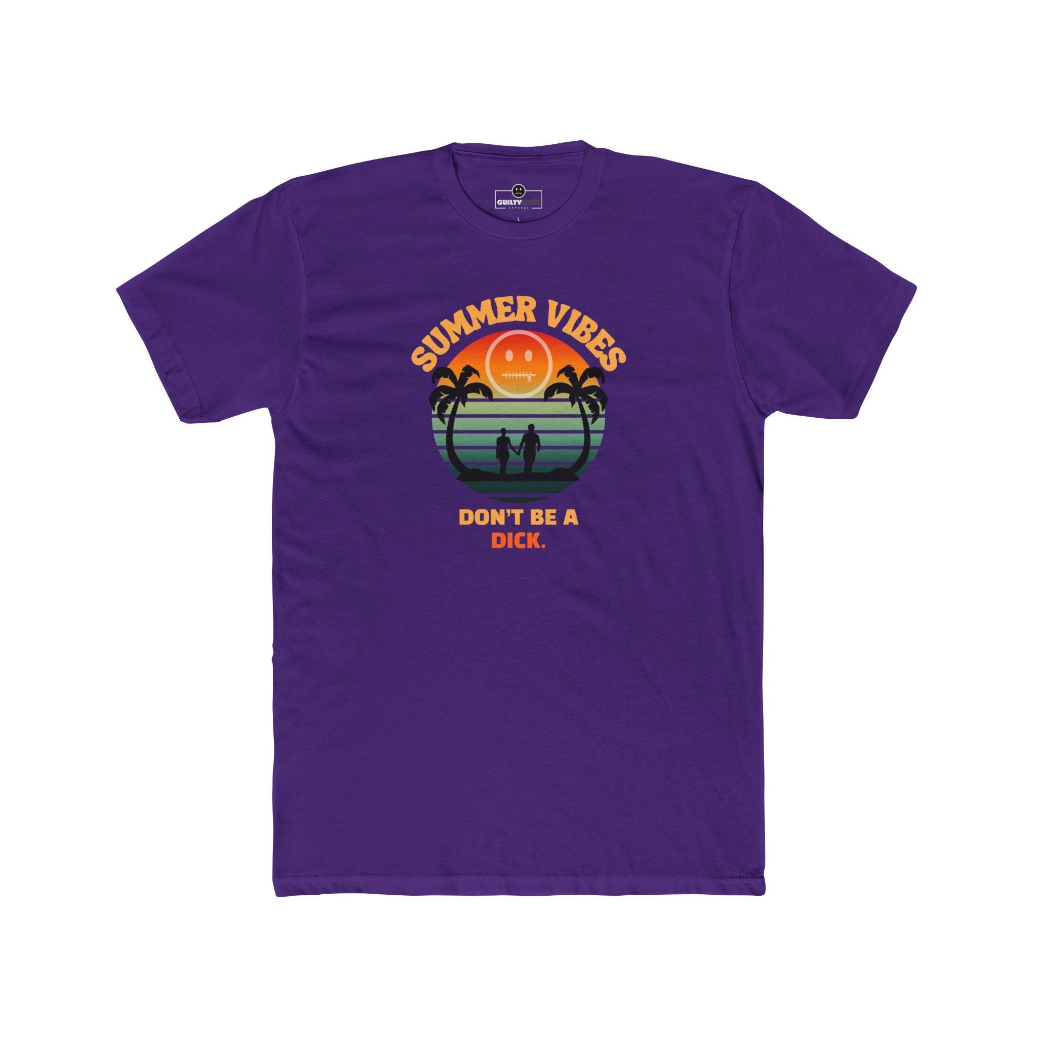 Summer Vibes Don't Be A Dick T-Shirt Retro 70s Sunset Funny Sarcastic Beach Tee - Guilty Kick Apparel