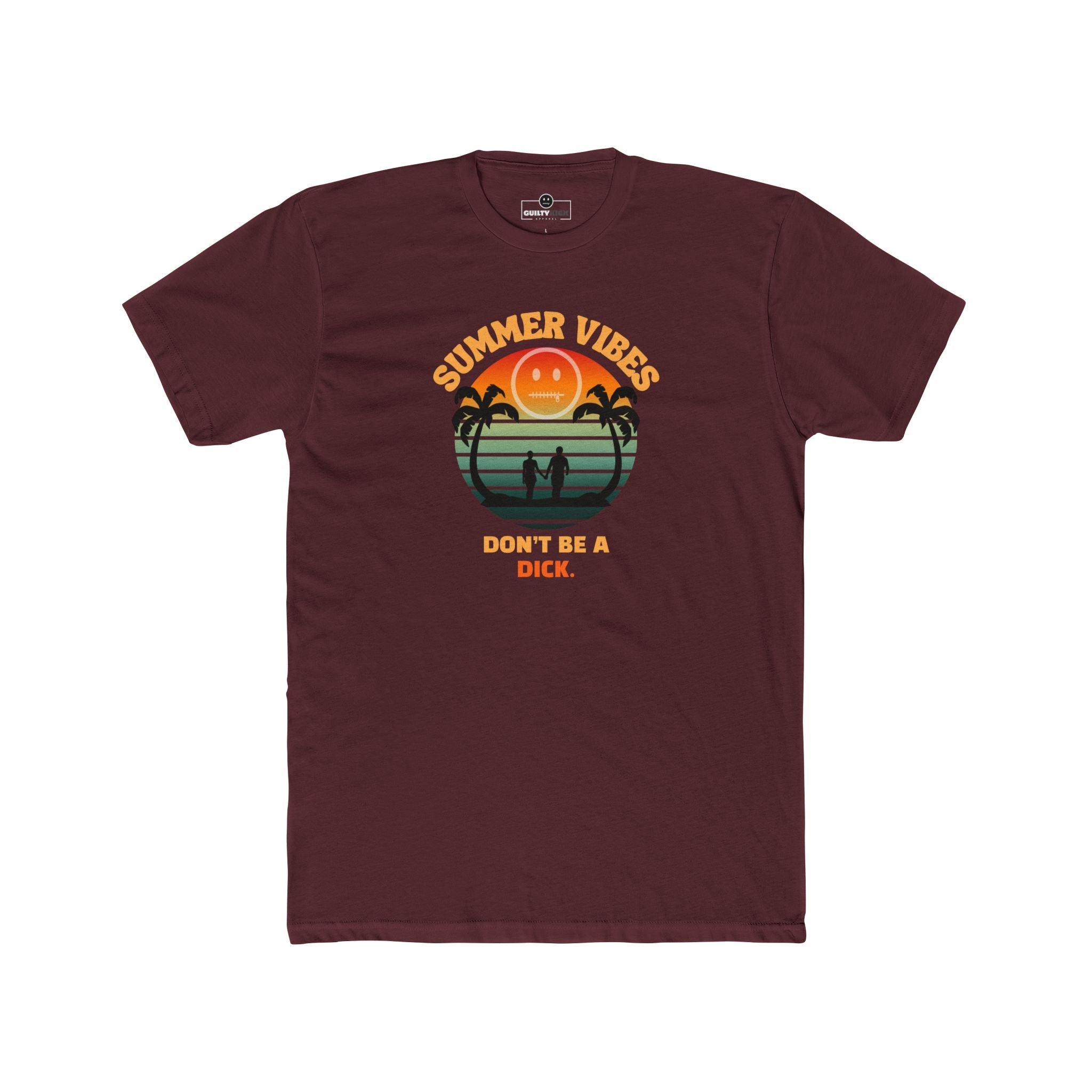 Summer Vibes Don't Be A Dick T-Shirt Retro 70s Sunset Funny Sarcastic Beach Tee - Guilty Kick Apparel