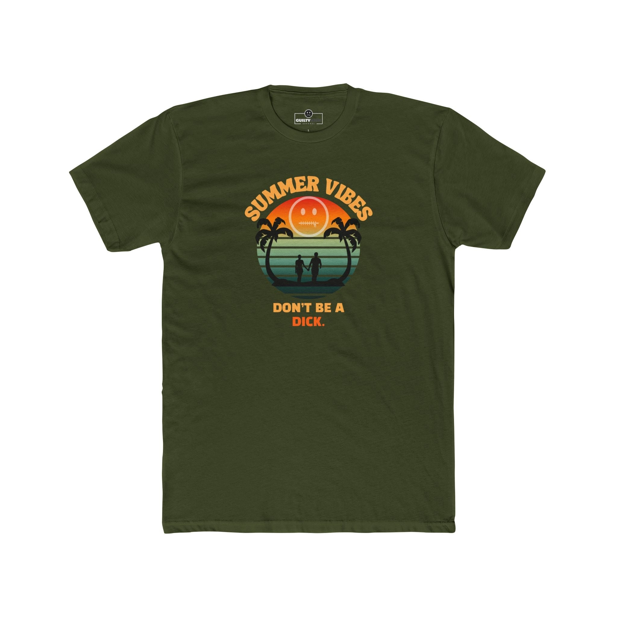 Summer Vibes Don't Be A Dick T-Shirt Retro 70s Sunset Funny Sarcastic Beach Tee - Guilty Kick Apparel