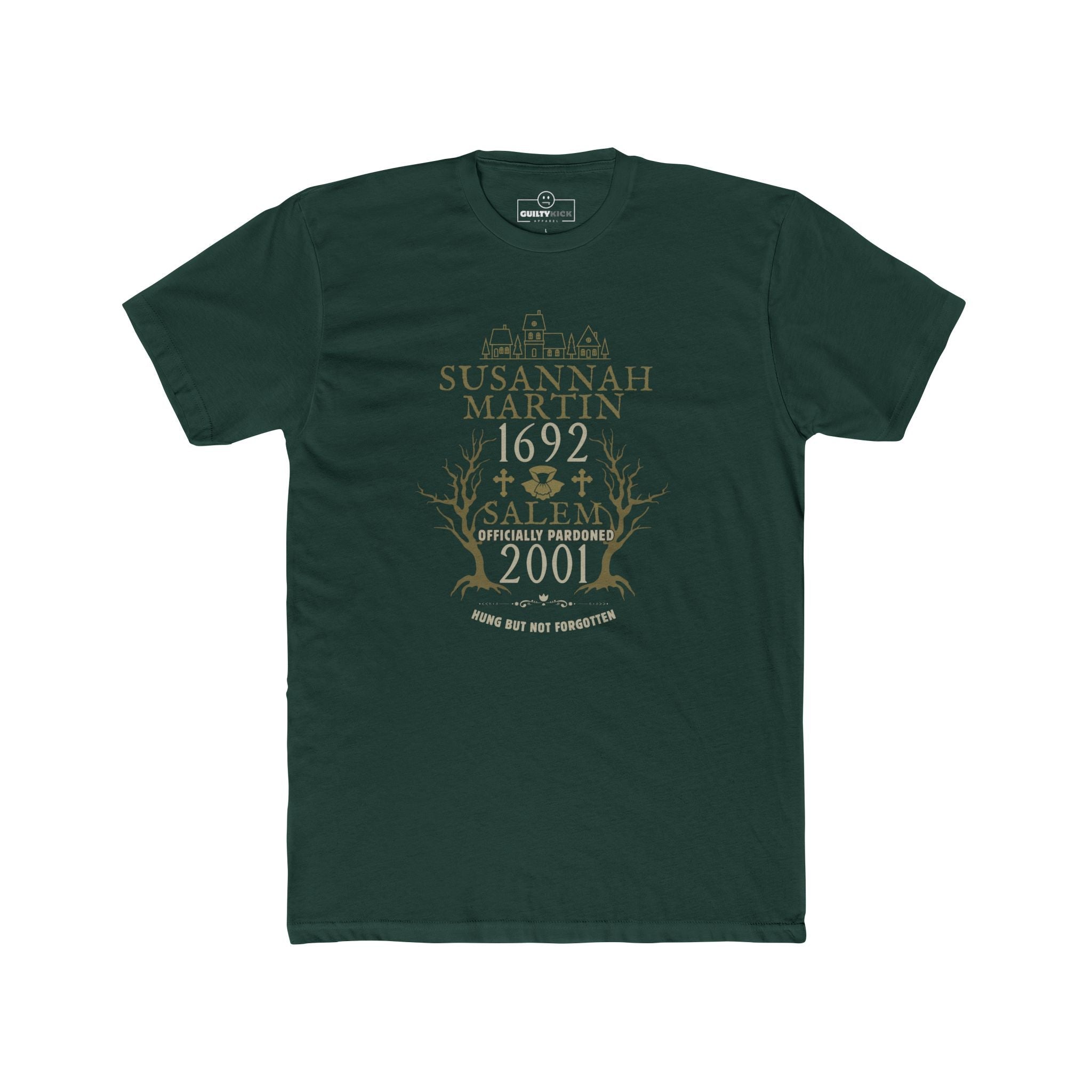 Susannah Martin 1692 Salem Witch Pardoned 2001 - Humorous Satire T-Shirt - Guilty Kick Apparel