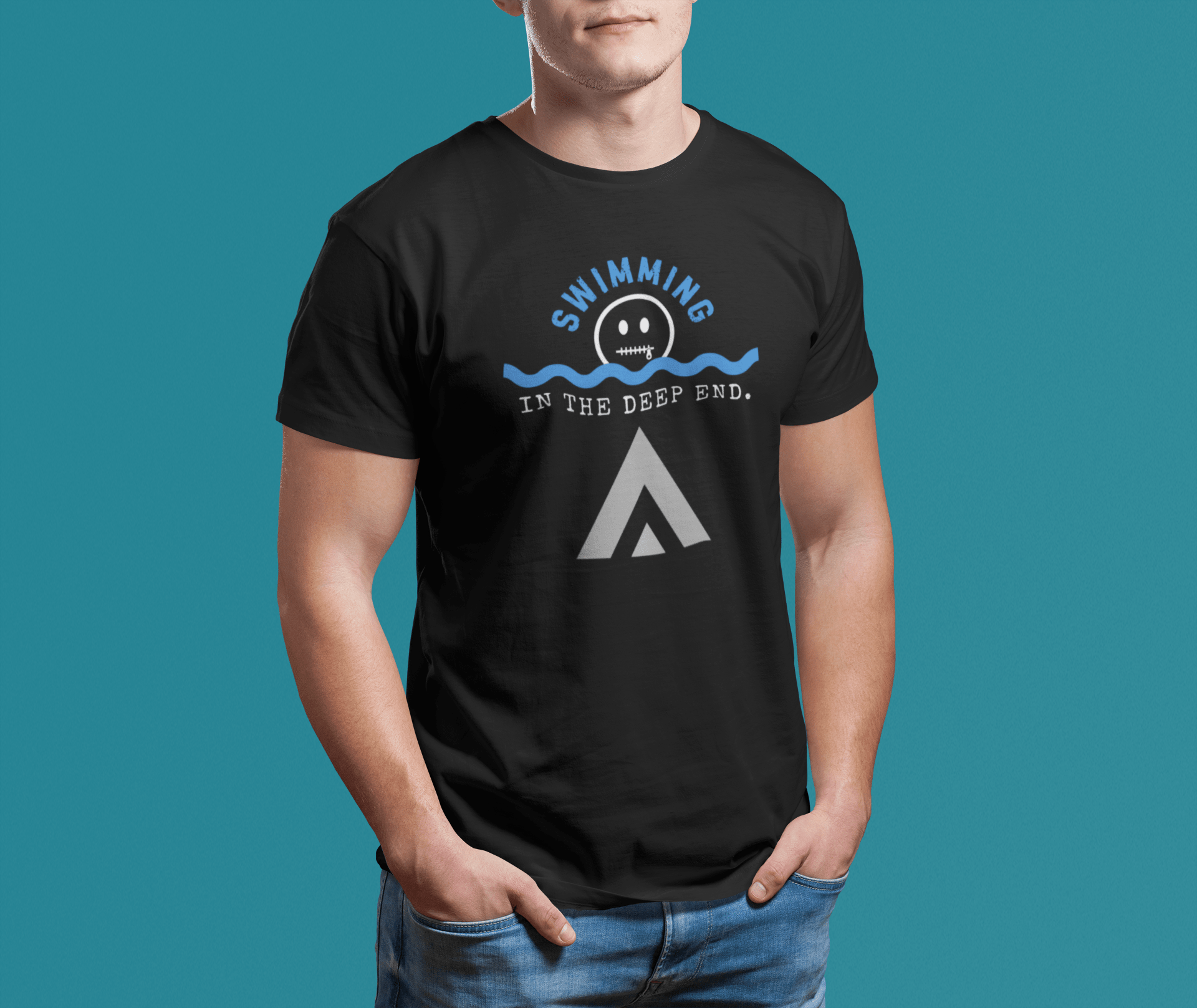 Swimming in the Deep End Tee Absurdist Introvert Zipper Smile Graphic T-Shirt - Guilty Kick Apparel