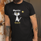 Mystic Believe Minimalist Cat T-Shirt, Modern Retro Geometric Graphic Tee