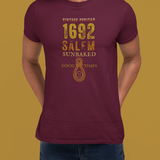 Salem 1692 Vintage Puritan Sunbaked T-Shirt | Sarcastic Witch Trials Parody Graphic Tee, Funny Dark Humor Noose Halloween Shirt