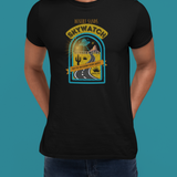 Desert Sands Skywatch Bunker Motel T-Shirt | Vintage Retro UFO Parody Graphic Tee, Funny Sci-Fi Horror Halloween Route 375 Shirt
