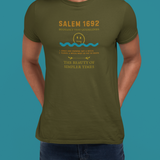 Salem 1692 Buoyancy Test Guidelines T-Shirt | Vintage Witch Trials Parody Graphic Tee, Funny Dark Humor Simpler Times Halloween Shirt