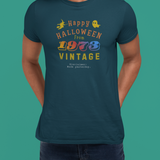 Happy Halloween From 1973 Vintage T-Shirt | Retro 70s Groovy Parody Graphic Tee, Funny Sarcastic Made Yesterday Disclaimer Spooky Shirt