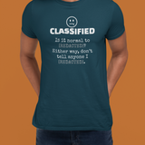Classified Redacted Questions Tee Absurdist Overthinker Zipper Smile Graphic T-Shirt