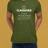 Classified Redacted Regrets Tee Absurdist Introvert Zipper Smile Graphic T-Shirt
