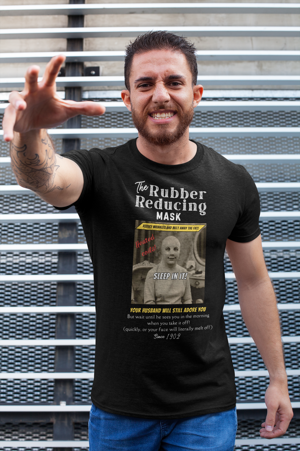 Vintage Woman in 1902 Mask Retro Graphic Tee, Hannibal Lector Parody Shirt