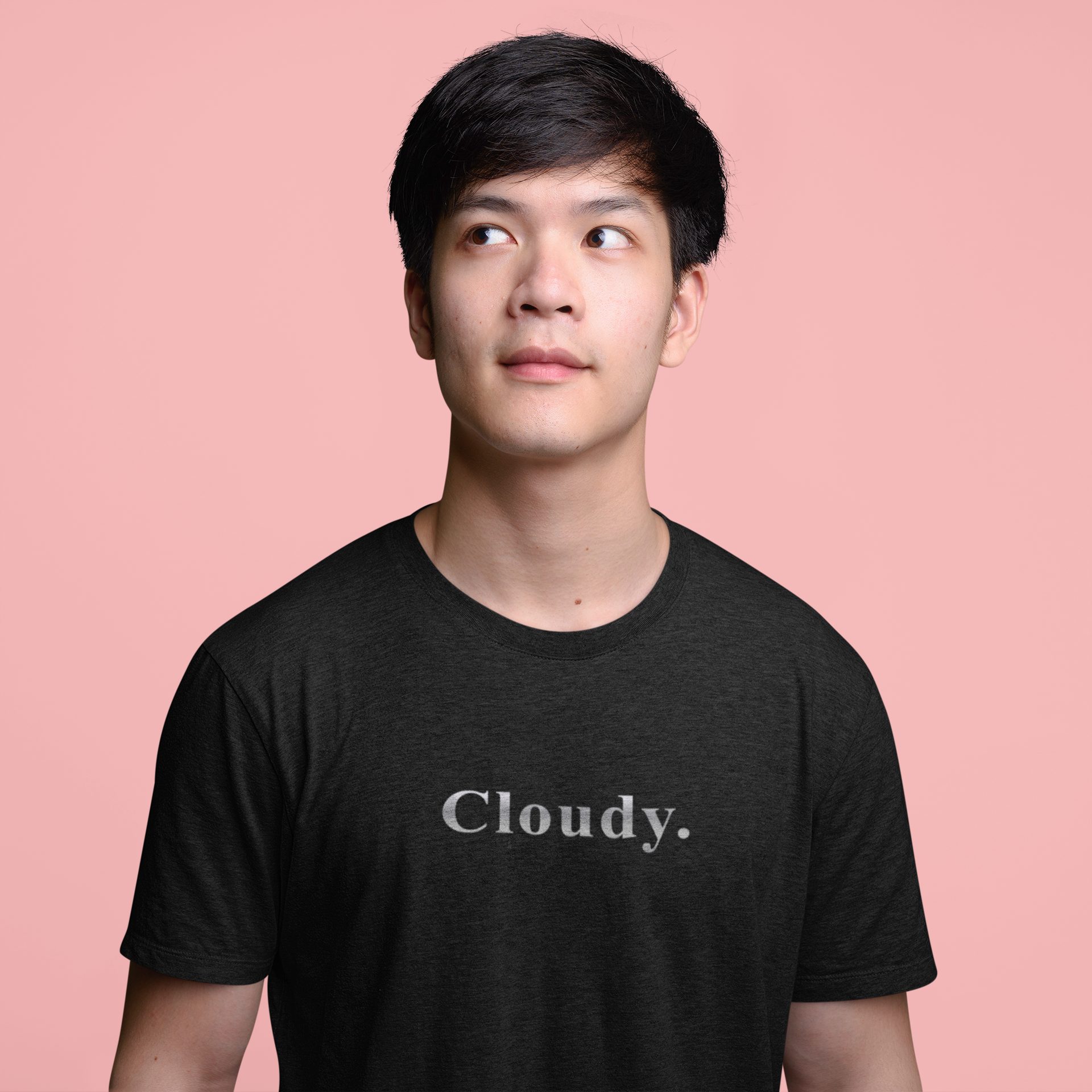 Cloudy. Minimalist Silver Gradient Aesthetic Graphic T-Shirt
