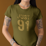 Just 91 Vintage Graphic T-Shirt Funny 1991 Birth Year Retro Tee