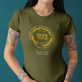 Vintage 1973 "Born Yesterday" Distressed Graphic Tee | Guilty Kick Sunbaked Retro Humor Shirt