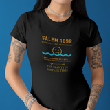 Salem 1692 Buoyancy Test Guidelines T-Shirt | Vintage Witch Trials Parody Graphic Tee, Funny Dark Humor Simpler Times Halloween Shirt