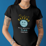 Fashion Psycho Plaid Graphic T-Shirt | Funny Halloween Movie Parody Horror Tee