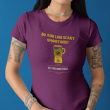 Scary Smoothies Wheatgrass Graphic Tee, Funny Sarcastic Wellness Parody Halloween Shirt