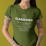 Classified Redacted Questions Tee Absurdist Overthinker Zipper Smile Graphic T-Shirt