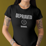 Depraved Shhh Zipper Mouth T-Shirt Dark Humor Satire Graphic Tee