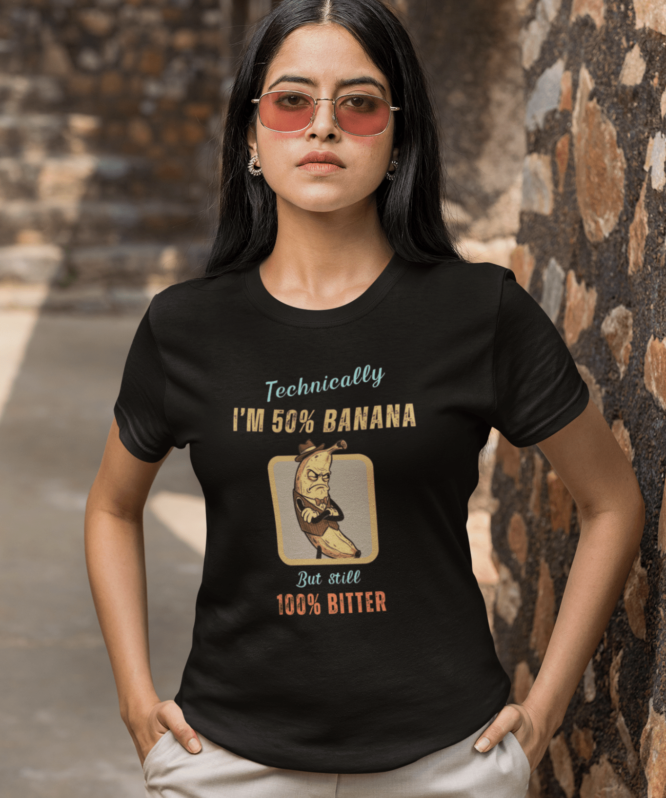 Technically Fifty Percent Banana, One Hundred Percent Bitter, Funny Sarcastic Fruit Parody T-Shirt - Guilty Kick Apparel