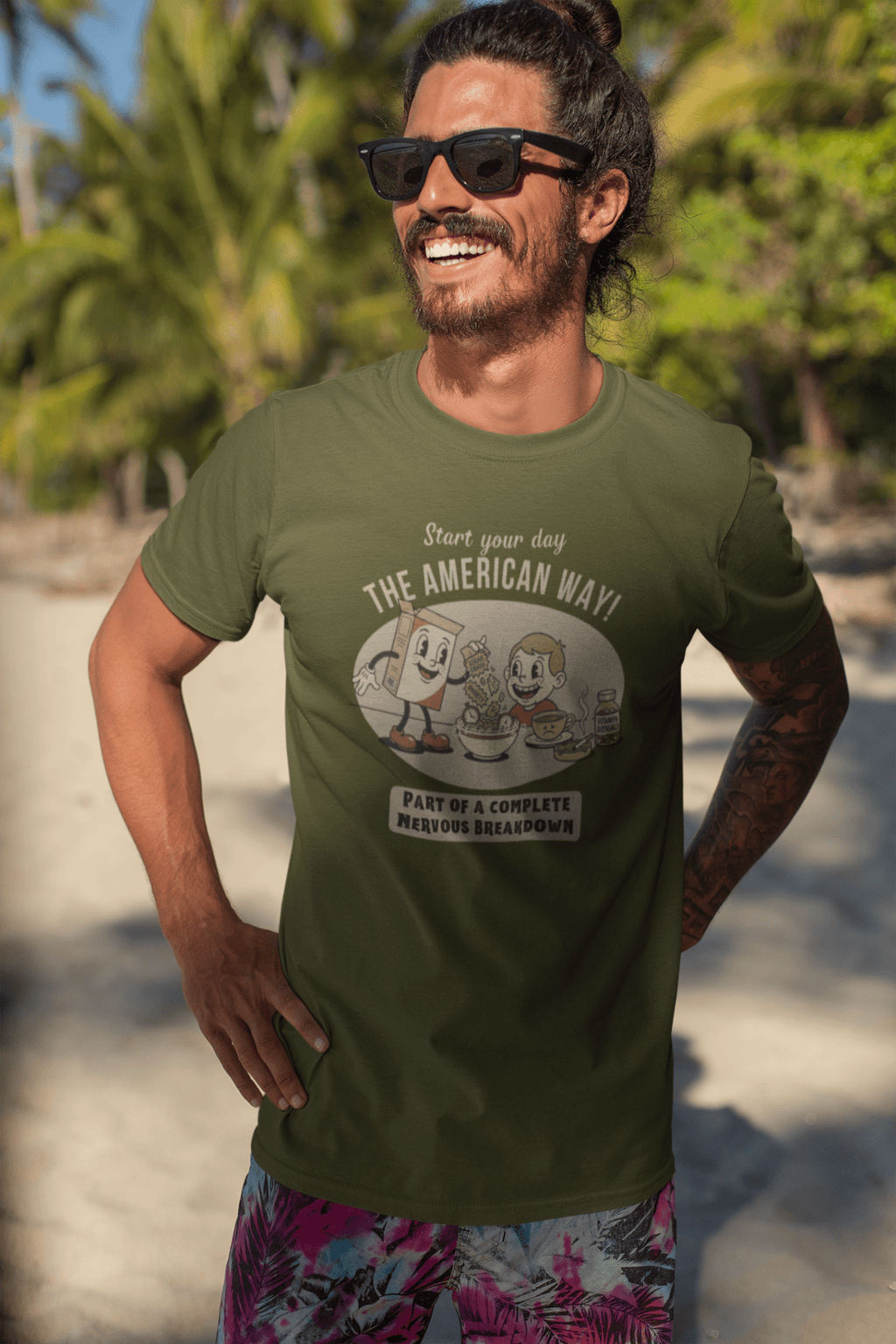 The American Way: Vintage 1930s Cereal Parody "Complete Nervous Breakdown" T-Shirt - Guilty Kick Apparel