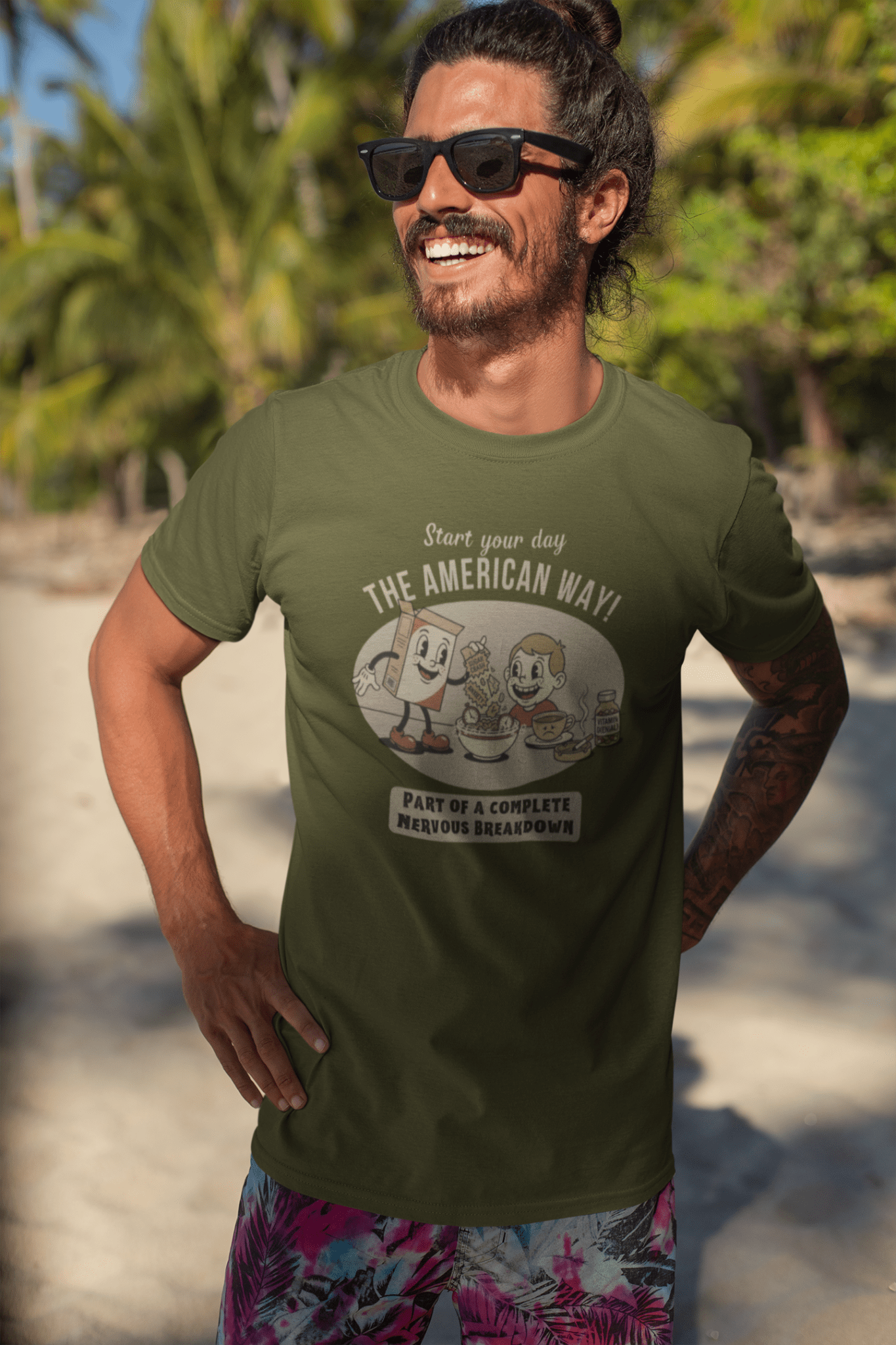 The American Way: Vintage 1930s Cereal Parody "Complete Nervous Breakdown" T-Shirt - Guilty Kick Apparel