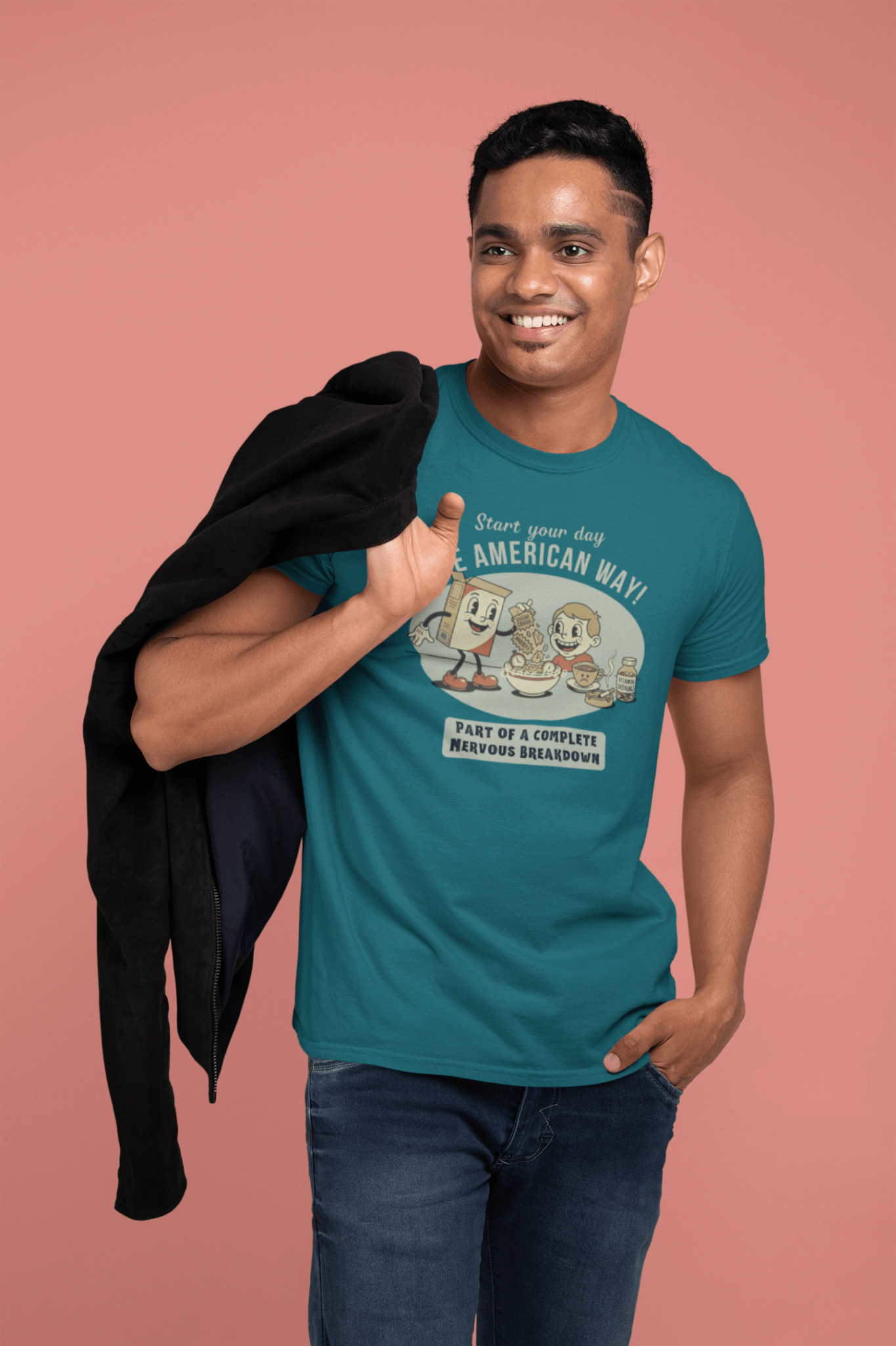 The American Way: Vintage 1930s Cereal Parody "Complete Nervous Breakdown" T-Shirt - Guilty Kick Apparel