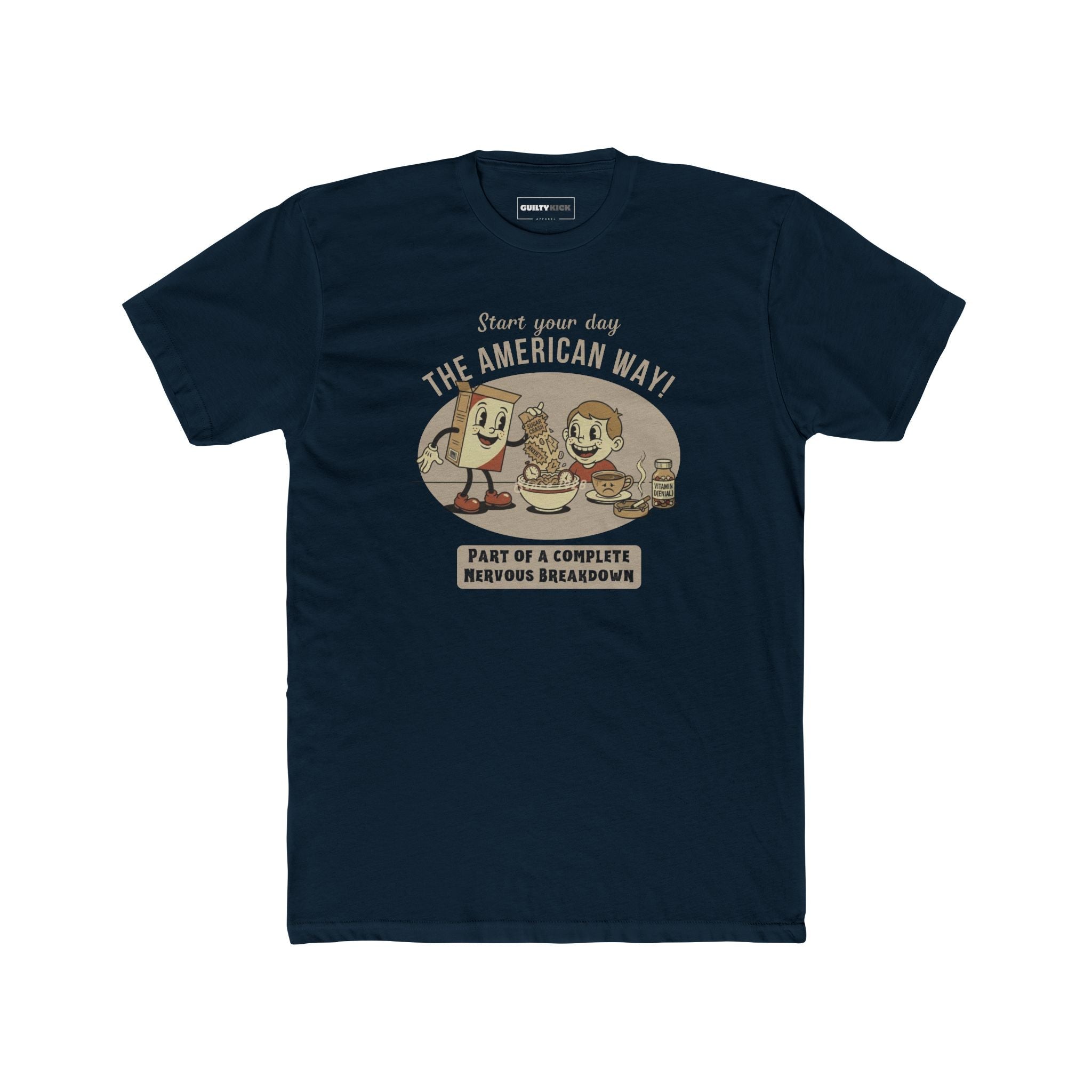 The American Way: Vintage 1930s Cereal Parody "Complete Nervous Breakdown" T-Shirt - Guilty Kick Apparel