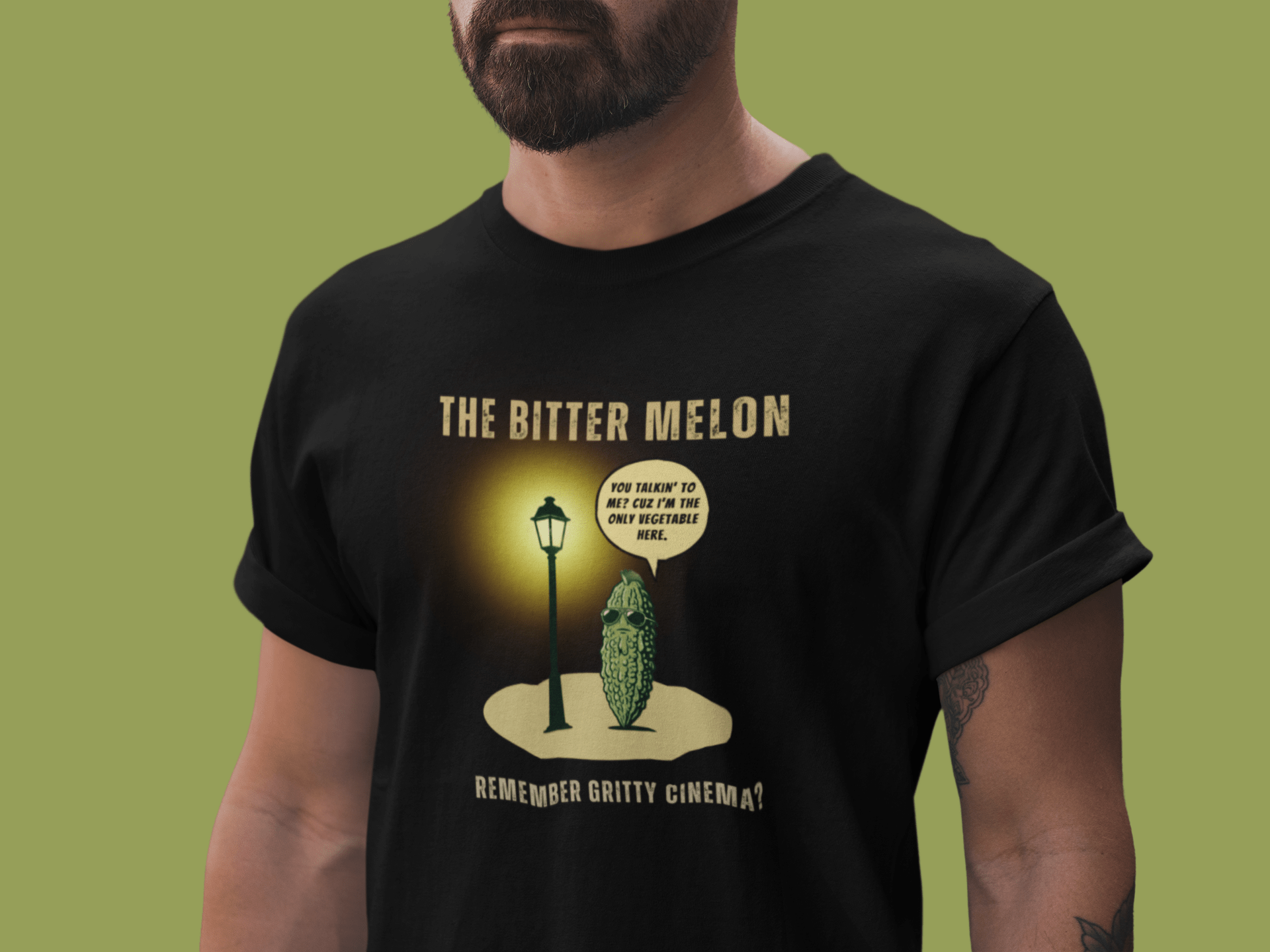 The Bitter Melon T-Shirt | Gritty Cinema Parody | Funny Taxi Driver Movie Tee - Guilty Kick Apparel