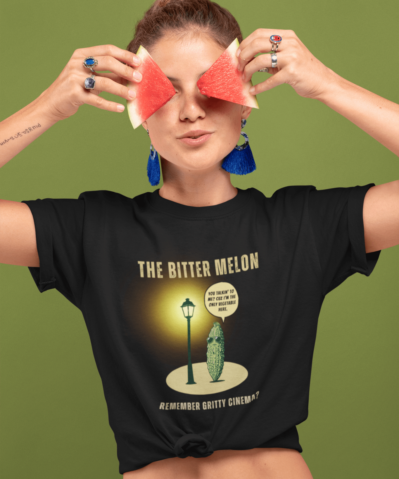 The Bitter Melon T-Shirt | Gritty Cinema Parody | Funny Taxi Driver Movie Tee - Guilty Kick Apparel