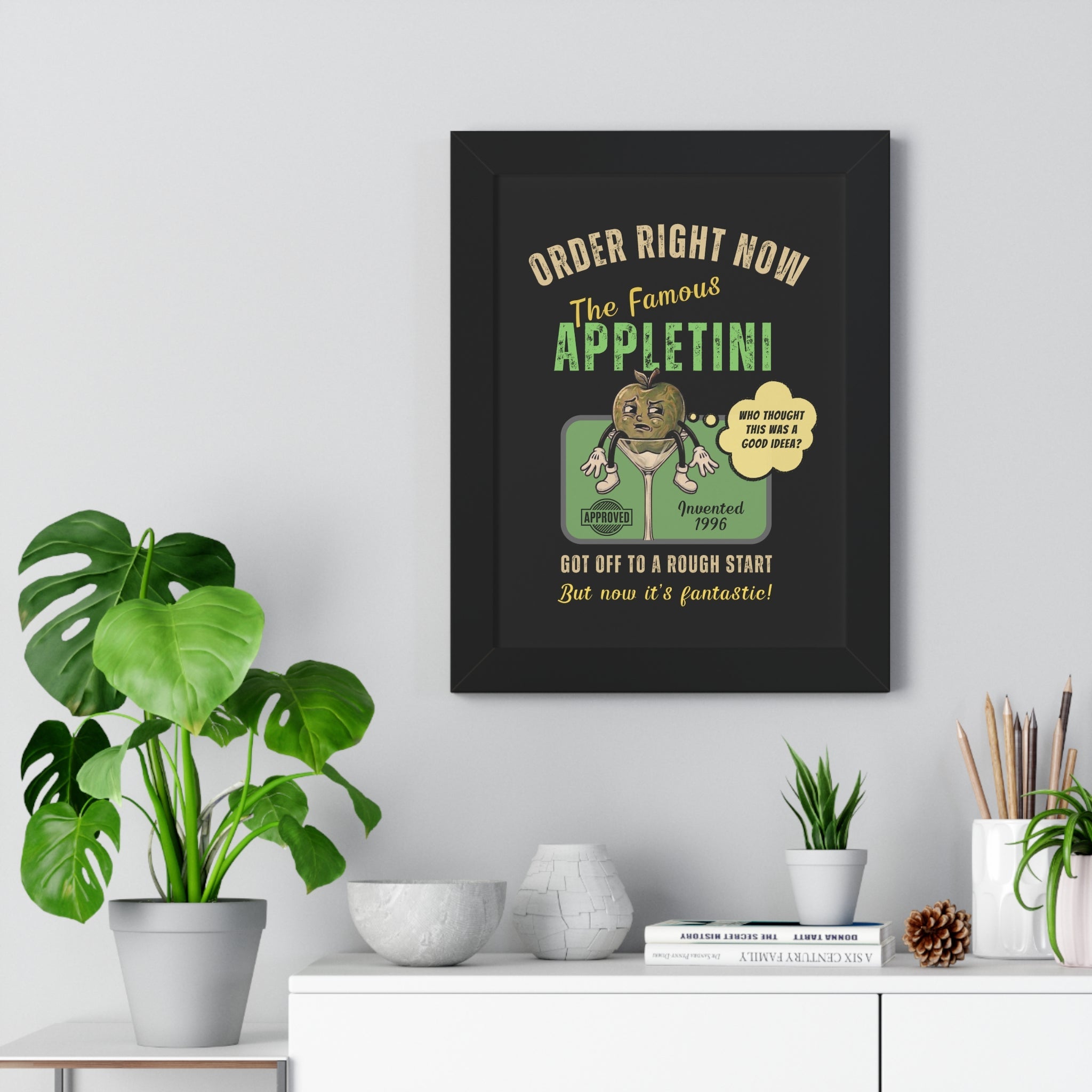 The Famous Appletini (Invented 1996) - Regret - Filled Retro Drink Poster - Guilty Kick Apparel