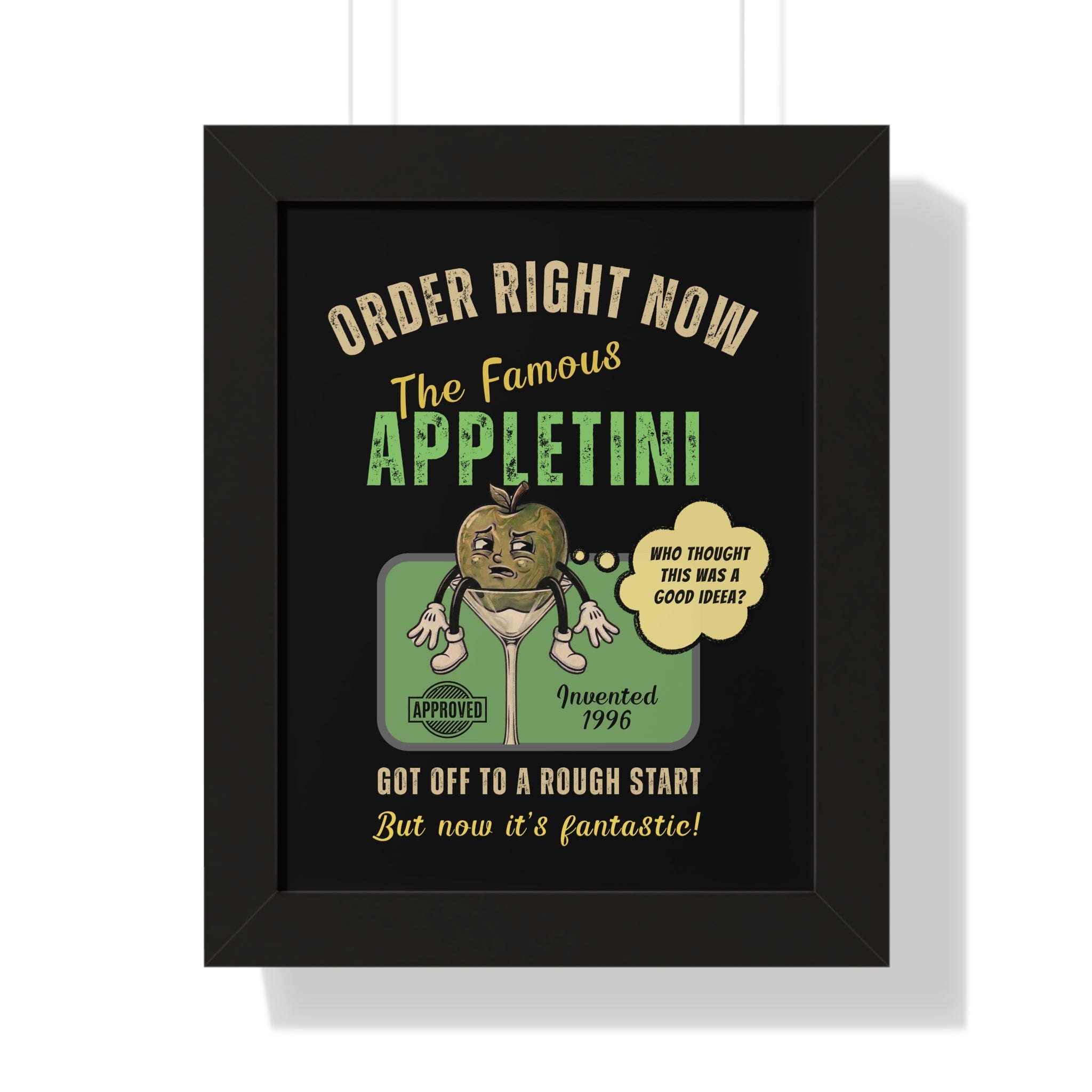 The Famous Appletini (Invented 1996) - Regret - Filled Retro Drink Poster - Guilty Kick Apparel