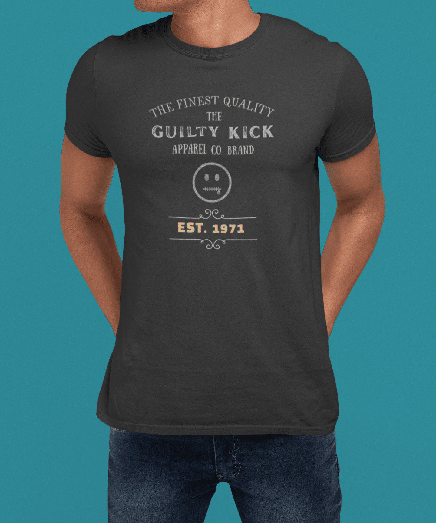 The Finest Quality "Guilty Kick" Est. 1971 Vintage Graphic T-Shirt, The Brand New Vintage Sunbaked Collection - Guilty Kick Apparel