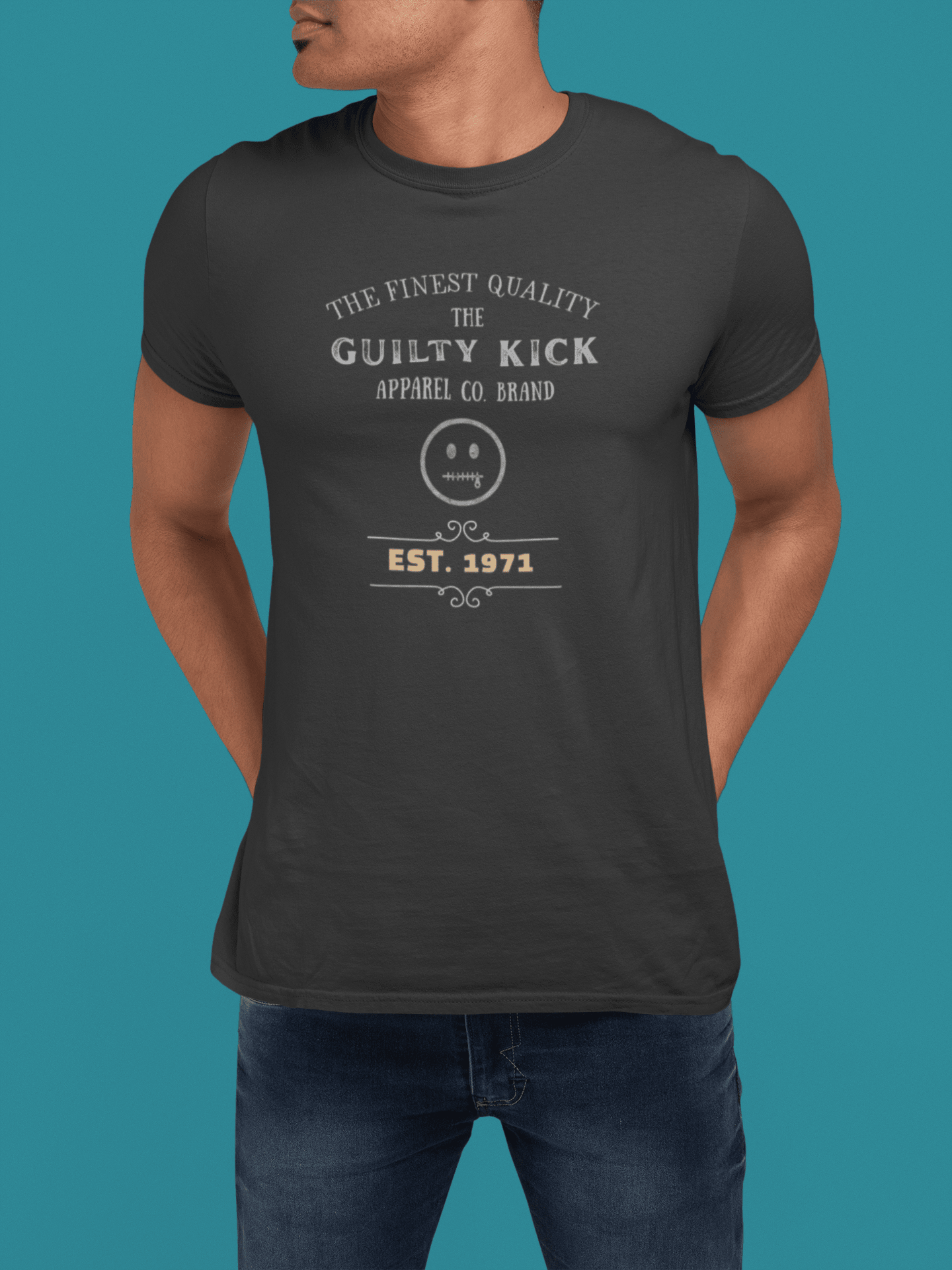 The Finest Quality "Guilty Kick" Est. 1971 Vintage Graphic T-Shirt, The Brand New Vintage Sunbaked Collection - Guilty Kick Apparel