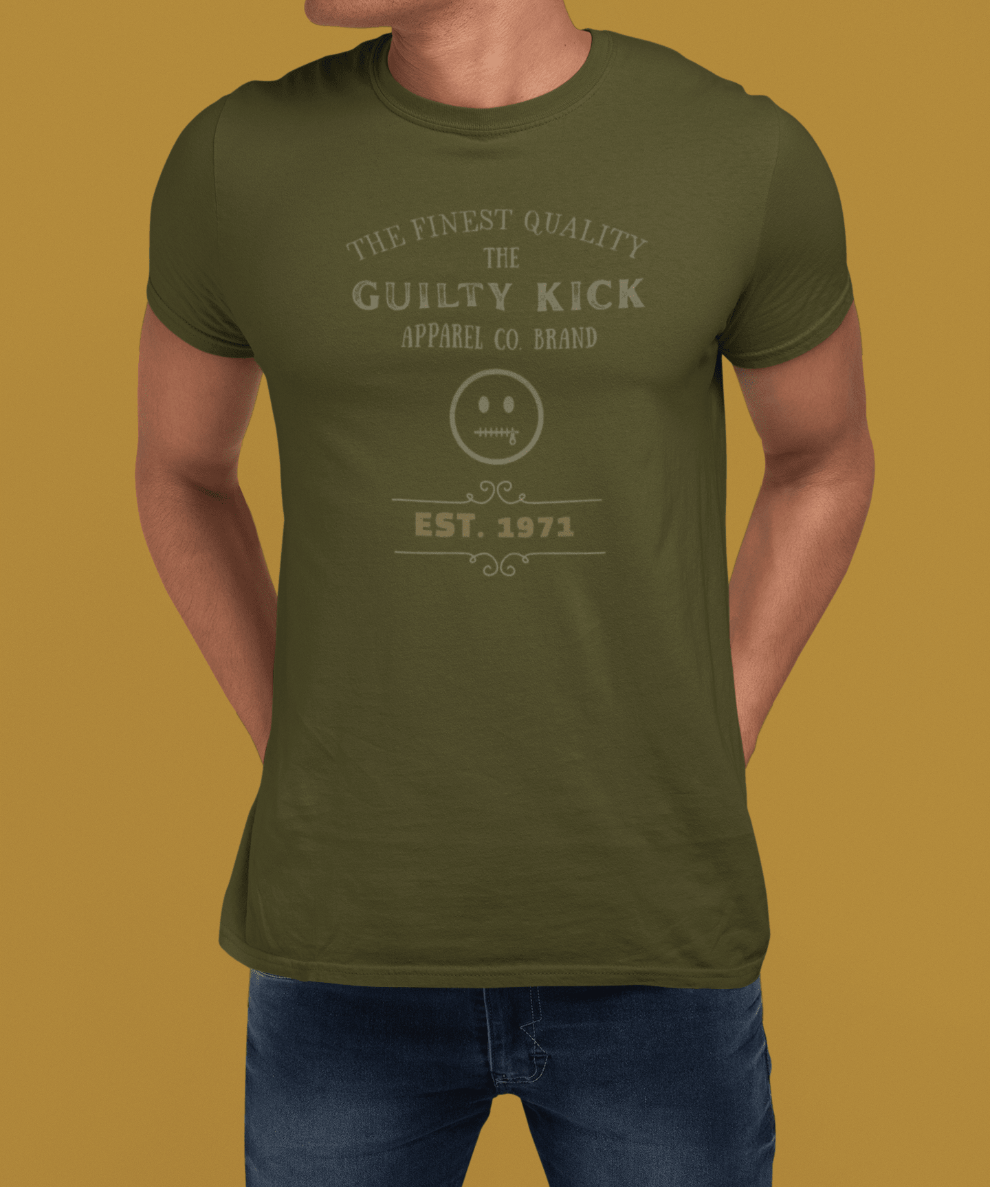 The Finest Quality "Guilty Kick" Est. 1971 Vintage Graphic T-Shirt, The Brand New Vintage Sunbaked Collection - Guilty Kick Apparel