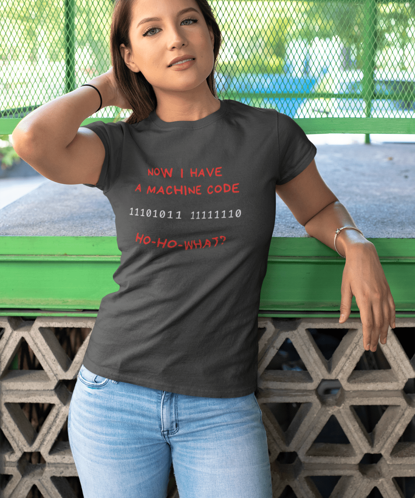 The "Ho - Ho - What?" Programmer Holiday Action Movie Parody Tee - Guilty Kick Apparel