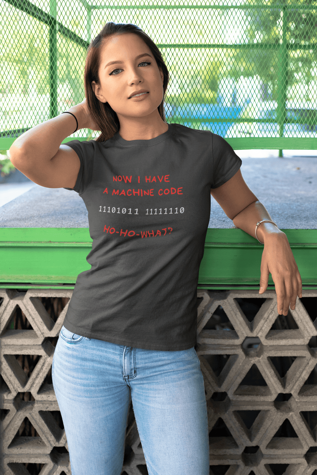 The "Ho - Ho - What?" Programmer Holiday Action Movie Parody Tee - Guilty Kick Apparel