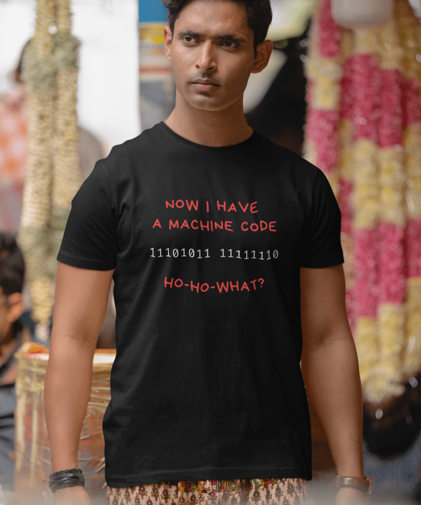 The "Ho - Ho - What?" Programmer Holiday Action Movie Parody Tee - Guilty Kick Apparel